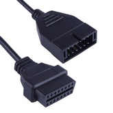 12 Pin to 16 Pin OBDII Diagnostic Cable for General Motors, Full Length: 19cm