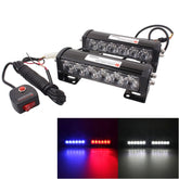 2 PCS 6 inch 6 LED 2 x 18W Car Flash Warning Light Red + Blue Change White Waterproof Emergency Light, DC 12V