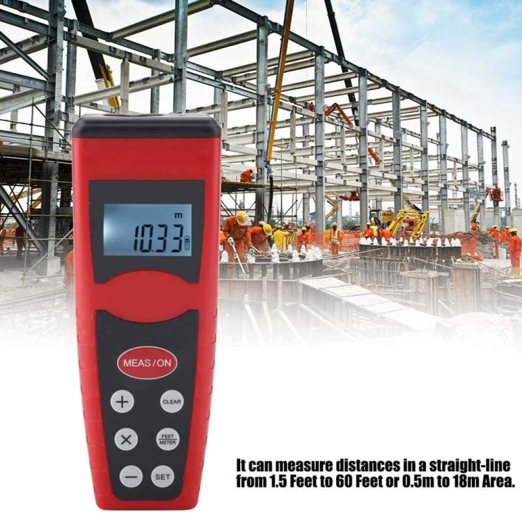 Ultrasonic Distance Measure Measurer with Laser Pointer, Range: 0.5-18m Ultrasonic Distance Measure Measurer with Laser Pointer, Range: 0.5-18m