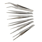 6 PCS Stainless Steel TS-10/ 11/ 12/ 13/ 14/ 15 Straight and Angled Tweezerses, TS-10/ 11/ 12/ 13/ 14/ 15