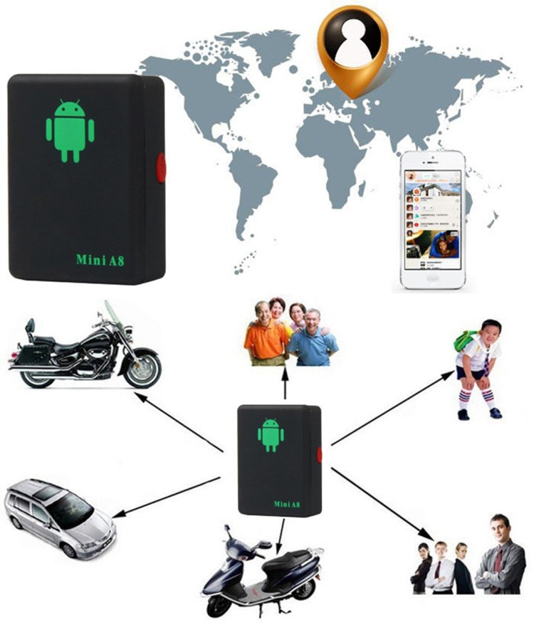TRACKER Mini A8 Real Time 4 Bands Global Locator GSM/GPRS Tracker Tracking Device for Personal TRACKER Mini A8 Real Time 4 Bands Global Locator GSM/GPRS Tracker Tracking Device for Personal