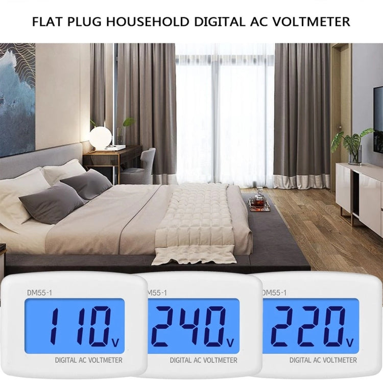 DM55-1 LCD AC Digital Voltage Meter Voltmeter, Measure Range: 110V-300V, EU Plug DM55-1 LCD AC Digital Voltage Meter Voltmeter, Measure Range: 110V-300V, EU Plug