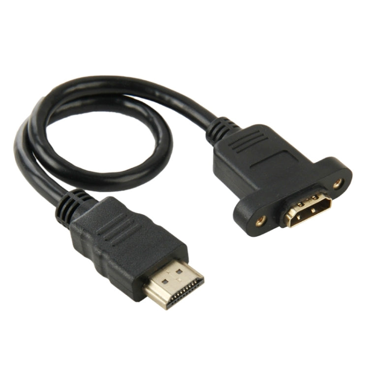 30cm HDMI (Type-A) Male to HDMI (Type-A) Female Adapter Cable with 2 Screw Holes, HDMI AM to AF with Ear Hole (30cm) 30cm HDMI (Type-A) Male to HDMI (Type-A) Female Adapter Cable with 2 Screw Holes, HDMI AM to AF with Ear Hole (30cm)