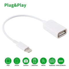 Cable adaptador USB hembra a OTG macho de 8 pines, compatible con iOS 10.2 y anteriores, longitud: 18 cm