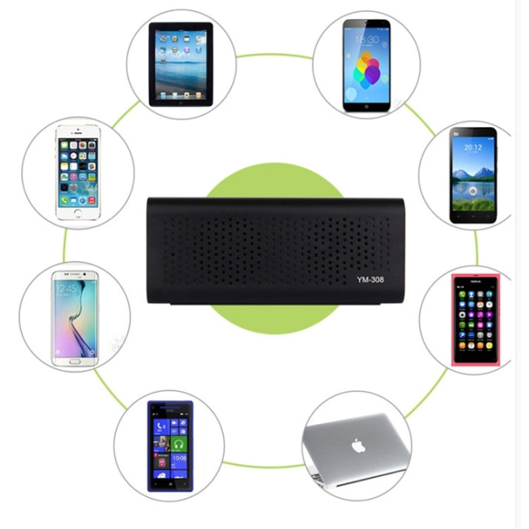 Altavoz Bluetooth NFC recargable portátil YM-308, compatible con tarjeta TF Altavoz Bluetooth NFC recargable portátil YM-308, compatible con tarjeta TF