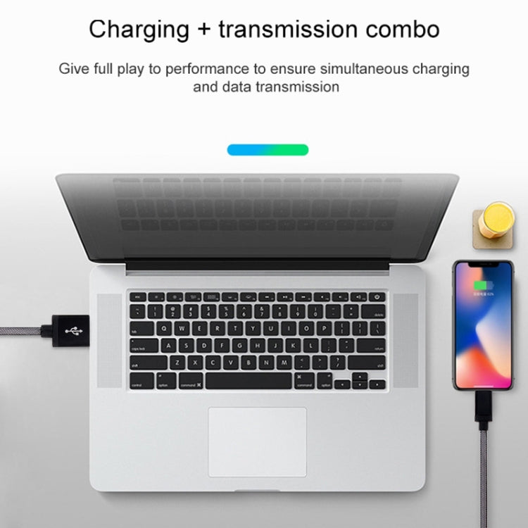 Cable de datos/cargador de 8 pines a USB con cabezal de metal estilo red, longitud del cable: 1 m Cable de datos/cargador de 8 pines a USB con cabezal de metal estilo red, longitud del cable: 1 m