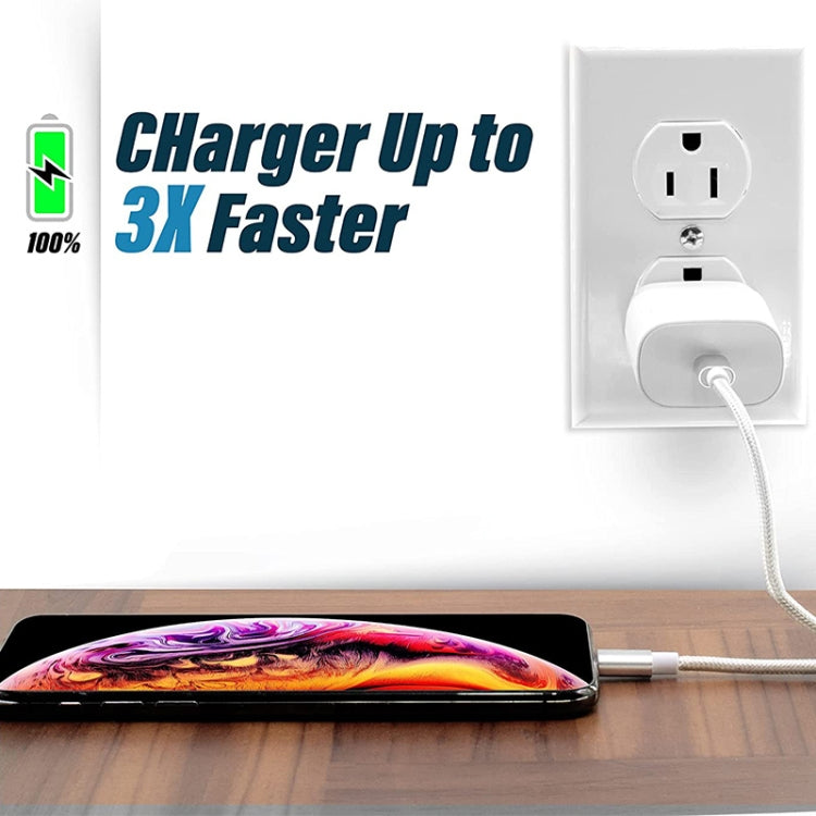 Cable de datos/cargador de 8 pines a USB con cabezal de metal estilo red, longitud del cable: 25 cm Cable de datos/cargador de 8 pines a USB con cabezal de metal estilo red, longitud del cable: 25 cm