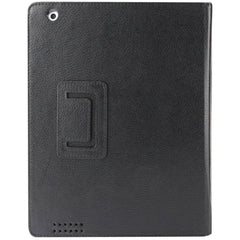 High Quality Litchi Texture Folding Leather with Sleep / Wake-up & Holder Function for iPad 2 / iPad 3 / iPad 4