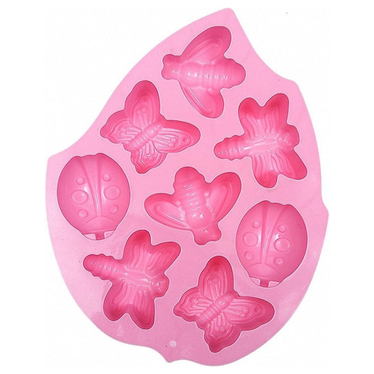 8-in-1 Insect Butterfly Dragonfly Beetle Shaped Silica Cake Mold, 8 In 1(Pink) 8-in-1 Insect Butterfly Dragonfly Beetle Shaped Silica Cake Mold, 8 In 1(Pink)