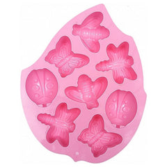 8-in-1 Insect Butterfly Dragonfly Beetle Shaped Silica Cake Mold, 8 In 1(Pink)