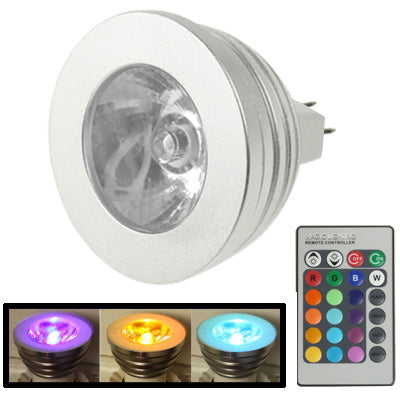 MR16 3W RGB LED Light Bulb, Luminous Flux: 400-450LM, with Remote Controller, DC 12V MR16 3W RGB LED Light Bulb, Luminous Flux: 400-450LM, with Remote Controller, DC 12V