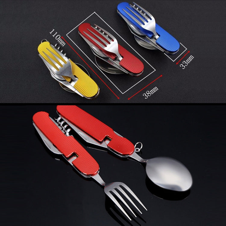6-in-1 Stainless Steel Travel / Camping Folding Cutlery Set, Spoon + Fork + Knife +  Bottle Opener Set 6-in-1 Stainless Steel Travel / Camping Folding Cutlery Set, Spoon + Fork + Knife +  Bottle Opener Set