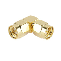 Adaptador SMA macho a SMA macho chapado en oro con ángulo de 90 grados, SMA macho a macho