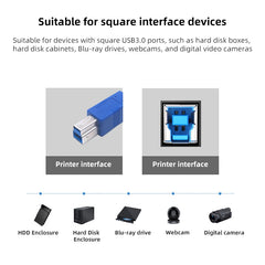USB 3.0 A Male to B Male Extension / Data Transfer / Printer Cable, Length: 5m, Length: 1.5m