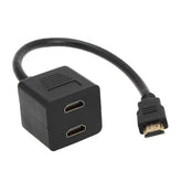 30cm HDMI Splitter Adapter Y Verteiler Stecker mit 2 Kupplung Gel (Gold Plated), 1 in 2 (Gold Plated)