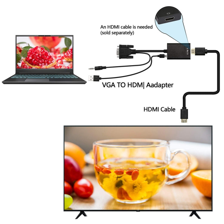 VGA + Audio to Full HD 1080P HDMI Video Converter Box Adapter for HDTV, HDMI Female to VGA Male + Adudio Black VGA + Audio to Full HD 1080P HDMI Video Converter Box Adapter for HDTV, HDMI Female to VGA Male + Adudio Black