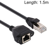 RJ45 Female to Male CAT5E Network Panel Mount Screw Lock Extension Cable, Length: 1.5m, 1.5m