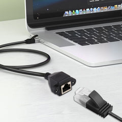 RJ45 Female to Male CAT5E Network Panel Mount Screw Lock Extension Cable, Length: 1.5m, 1.5m