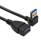 USB 3.0 Down Angle 90 degree  Extension Cable Male to Female Adapter Cord, Length: 15cm, Down Angle AM to AF, length: 15cm