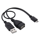 Micro USB to USB 2.0 Male & USB 2.0 Female Host OTG Converter Adapter Cable, Length: About 30cm, Micro USB to USB 2.0 AM+AF