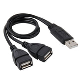 USB 2.0 Male to 2 Dual USB Female Jack Adapter Cable for Computer / Laptop, Length: About 30cm, USB 2.0 AM to 2 USB 2.0 AF