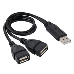 USB 2.0 Male to 2 Dual USB Female Jack Adapter Cable for Computer / Laptop, Length: About 30cm, USB 2.0 AM to 2 USB 2.0 AF