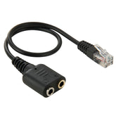 RJ9 Male to 2 x 3.5mm Female Audio Cable, Length: 20cm, RJ9 Male to 2 x 3.5mm Female