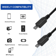 USB 2.0 Male to 2 Micro USB Male Cable, Length: About 30cm, USB 2.0 AM to 2 Micro USB
