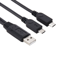 USB 2.0 Male to 2 Micro USB Male Cable, Length: About 30cm, USB 2.0 AM to 2 Micro USB