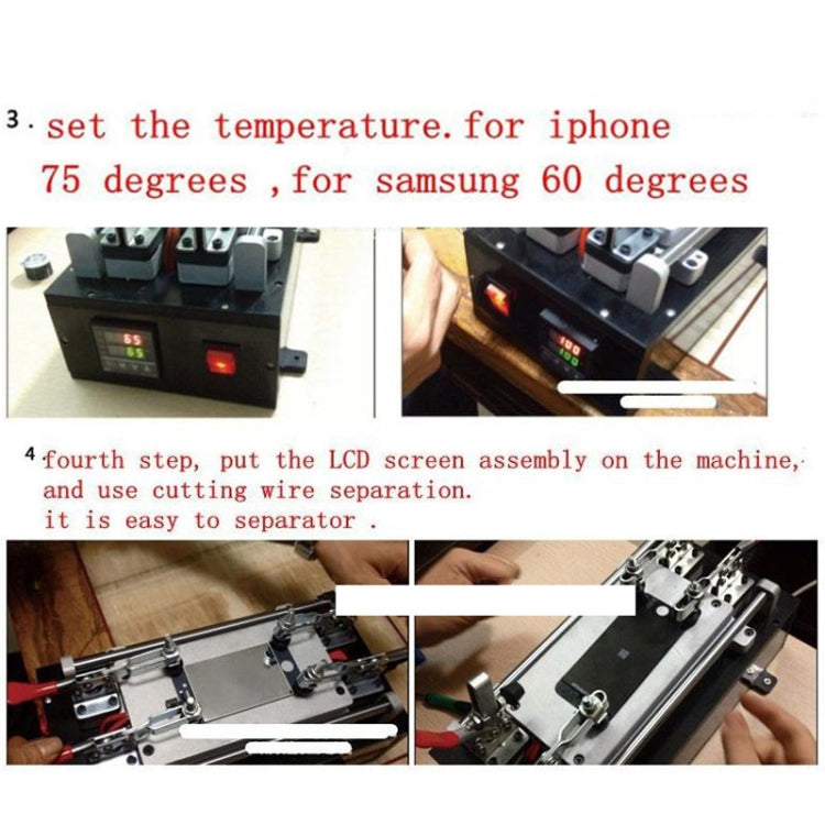 Touch Panel LCD Separator Glue Disassemble Machine for iPhone / Samsung / HTC / Sony etc. Support LCD Panel Size: 20 cm x 11 cm (AC 110 - 220V) Touch Panel LCD Separator Glue Disassemble Machine for iPhone / Samsung / HTC / Sony etc. Support LCD Panel Size: 20 cm x 11 cm (AC 110 - 220V)