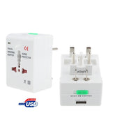 Universal US / EU / AU / UK Travel AC Power Adaptor Plug with USB Charger Socket, With USB Port