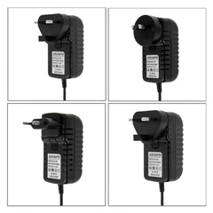 Adaptador de corriente 4 en 1 con enchufe UE + enchufe EE. UU. + enchufe Reino Unido + enchufe AU de CA 100-240 V a CC 12 V 3 A, puntas: 5,5 x 2,1 mm, longitud del cable: aproximadamente 1,2 m, enchufe UE + EE. UU. + Reino Unido + AU