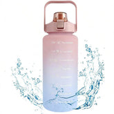 2L Water Bottle Motivational Water Bottle with Time & Capacity Marker BPA-Free Sports Water Cup Fitness Gym Running Exercise