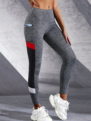 Colorblocked Mesh High Waist Yoga Pants with Side Pockets Leggings for Women Tummy Control Workout Shaping Leggings