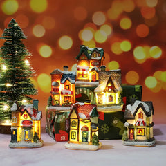 1~6pcs LED Night Light Christmas Ornaments 2024 Luminous Castle Snow House Sculpture Xmas Decoration for Home New Year Navidad