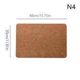 1pcs Light Luxury Solid Leather Placemat Coffee Brown PU Table Mat Waterproof Oilproof Heat-Insulated Plate Bowl Pad Table Decor