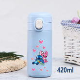 Disney Stitch 420ml Thermal Cup Sports Water Bottle Kids Portable Large Capacity Outdoor Vacuum Cup Stainless Steel Bottle