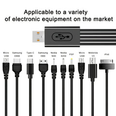 10In1 USB to Multi-ports USB Cable Universal Phone Charging Cable Multi-head Charging Cable Cord For Samsung Nokia Phone Charger