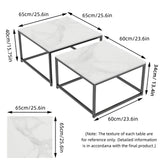 2PCS Square Marble Nesting Coffee Table, Living Room Furniture Display, End Side Accent Tables, Occasional Set
