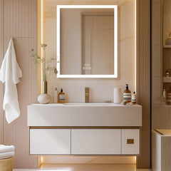 60/70CM Illuminated LED Wall Mirrored Bathroom Storage Medicine Cabinet with Shaver Socket, Bluetooth Speaker Anti-Fog