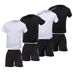 2/6 Pack Plus Size Men's Quick-drying Short-sleeved Shorts Suit Men's Leisure Sports Running Fitness T-shirt Joker Shorts Teen