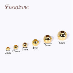 18K Gold Plated Separators For Bead,Spacers Beads For Jewelry Making,Brass Metal Round Beads,DIY Bracelets/Necklace Accessories