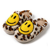 Leopard Fluffy Slippers for Home Smile Designer Platform Shoes Women 2024 Indoor Plush Sliders Warm Flats Chic Winter Footwear