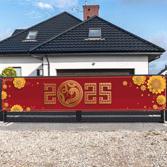 Black/Red Gold Happy New Year 2025 Banner Navidad Natal Noel Outdoor Flags New Year Party Decor Balloon Photography Background