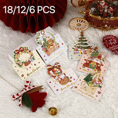 18/12/6PCS Greeting Cards With Envelope Friend Family Blessing Postcard For Birthday New Year Christmas Gifts Xmas Decoration