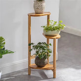 3 Tier Bamboo Corner Plant Stand - Indoor Flower Pot Shelf Display Holder for Home Garden