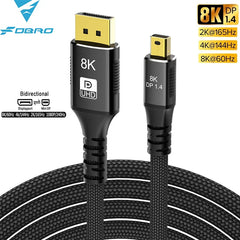 8K Mini DisplayPort to DisplayPort Cable DP1.4 8K 60Hz Bi-Directional Transmission DP to Mini DP Cables for MacBook Air Monitor