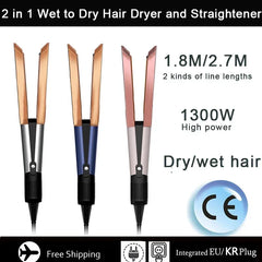 2-in-1 Hair Straightener and Dryer Combo - Negative Ion Heating Flat Iron for Quick, Long - Lasting Hair Styling at Home,salon