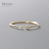 Modian Real 925 Sterling Silver Simple Thin Clear CZ Finger Rings Adjustable 14K Gold Ring For Women Wedding Jewelry Gifts