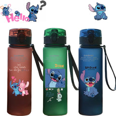 Lilo & Stitch 560ML Water Cup Children Portable Plastic Cartoon Figures Kawai Stitch Outdoor Large Capacity Sports Water Bottle